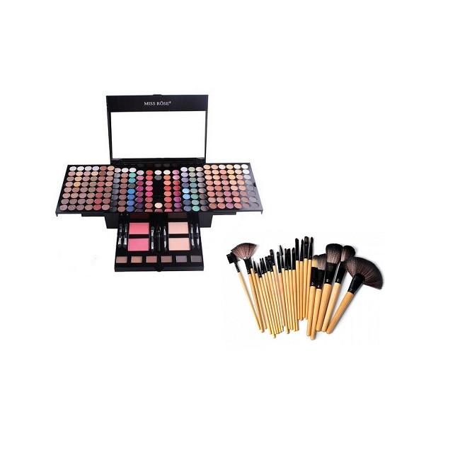 Pachet Promo: Trusa Profesionala Machiaj Miss Rose 190 Culori + Set 24 Pensule Machiaj + Borseta Pachet Promo: Trusa Profesionala Machiaj Miss Rose 190 Culori + Set 24 Pensule Machiaj + Borseta