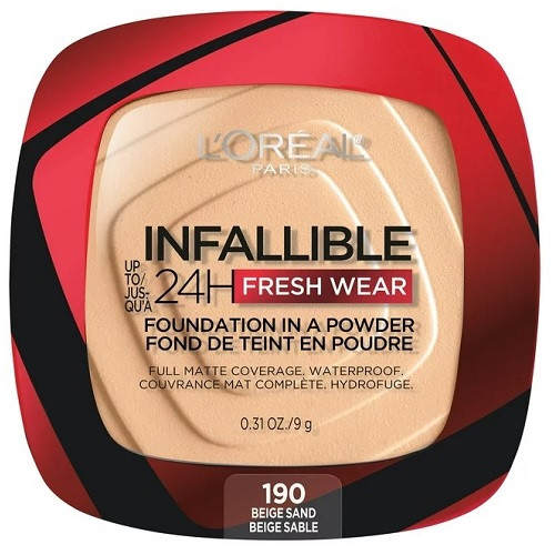 Pudra de fata, Loreal, Infallible 24H Fresh Wear, Foundation In A Powder, 190 Beige Sand, 9 g