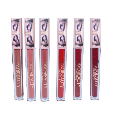 Set 6 rujuri de buze mate, favorbeauty, liquid matte, 01