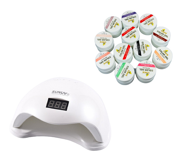 Set Lampa unghii UV LED SUN PRO si 12 Geluri UV Coco More Professional Set Lampa unghii UV LED SUN PRO si 12 Geluri UV Coco More Professional