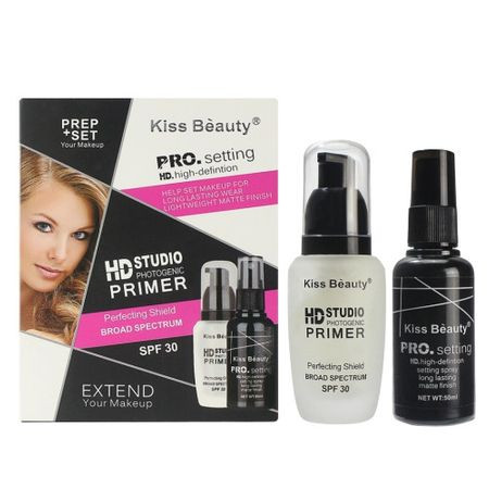 Set primer machiaj Kiss Beauty PRO Setting HD baza machiaj + spray fixare