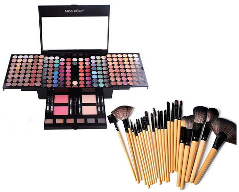 Pachet Promo: Trusa Profesionala Machiaj Miss Rose 190 Culori + Set 24 Pensule Machiaj + Borseta Pachet Promo: Trusa Profesionala Machiaj Miss Rose 190 Culori + Set 24 Pensule Machiaj + Borseta