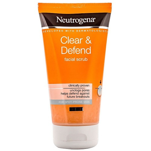 Scrub facial pentru ten predispus la pete, neutrogena, clear & defend, 150 ml