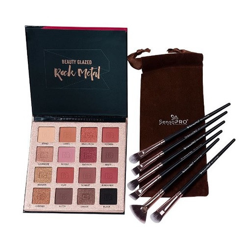 Set machiaj trusa fard si set 6 pensule, Makeup, Rock Metal cadou imagine