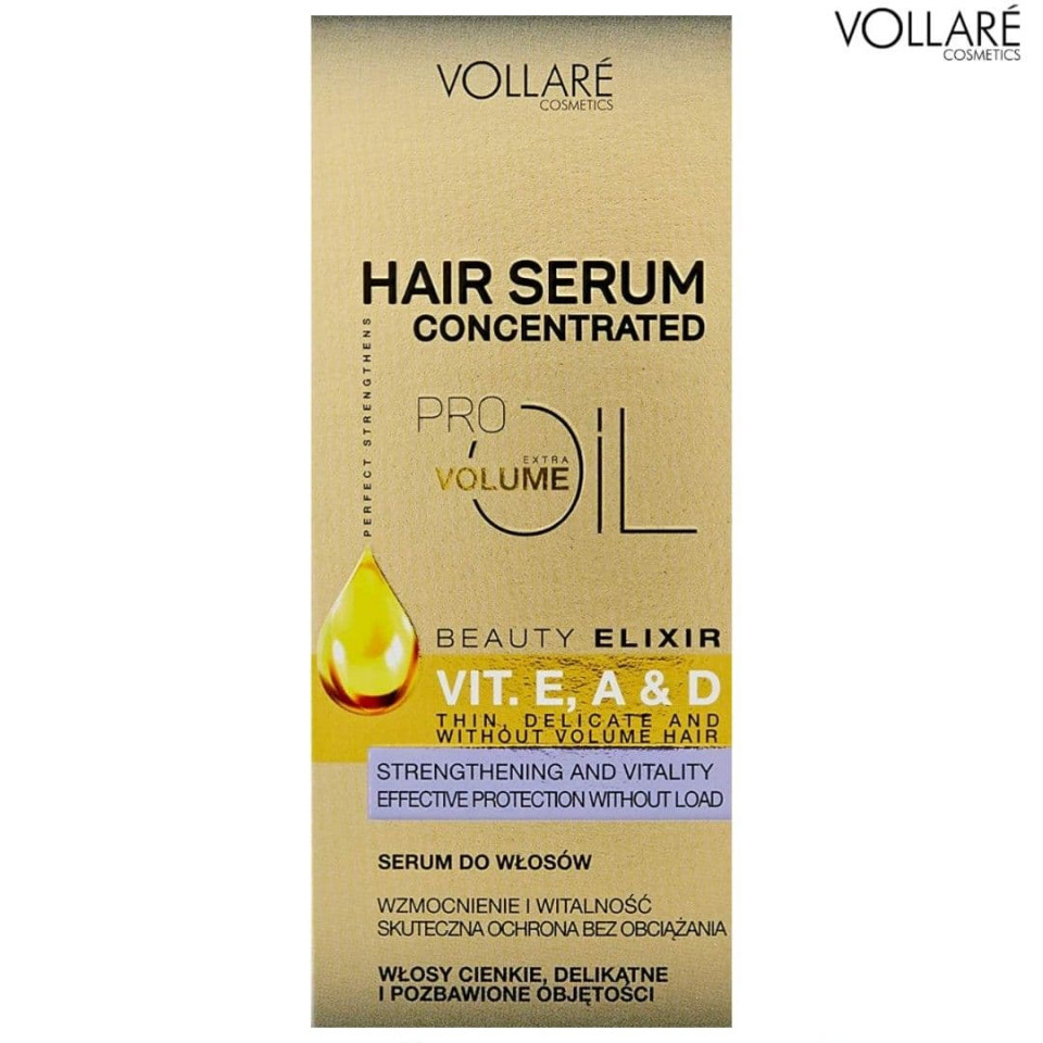 Ulei de par Vollare Pro Extra Volume, Vitamina E, A si D, 30 ml Ulei de par Vollare Pro Extra Volume, Vitamina E, A si D, 30 ml