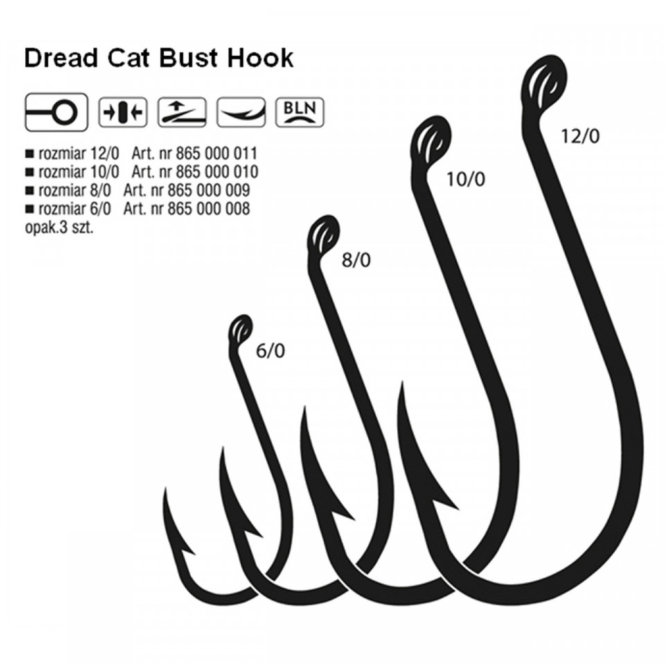 Carlig Konger Dread Cat® Bust No.10/0 Black Nickel 3buc