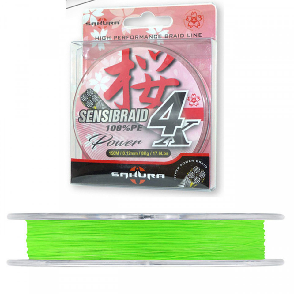 Fir Sakura Sensibraid 4X 0.16mm 11kg 150m Chartreuse