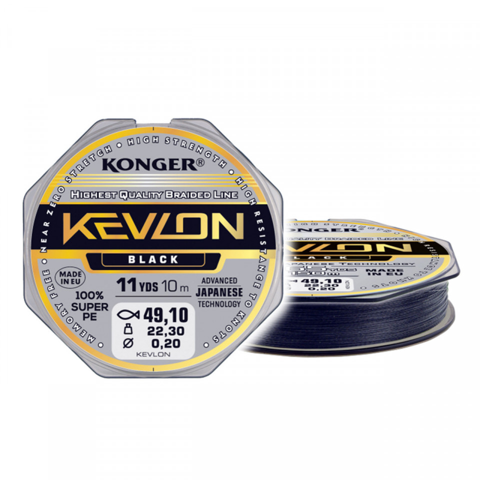 Fir Textil Konger Rigging Line Kevlon X4 0.12mm 10.1kg 10m Black