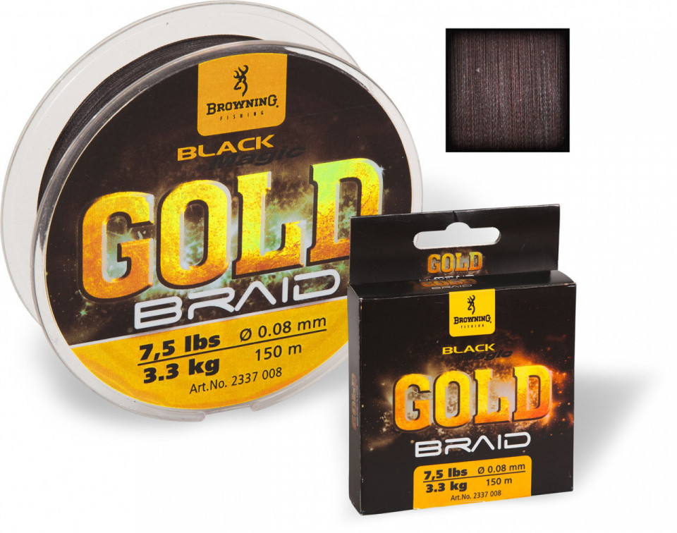 Fir Browning Black Magic Gold Braid 0.08mm 3.30kg 150m Maro