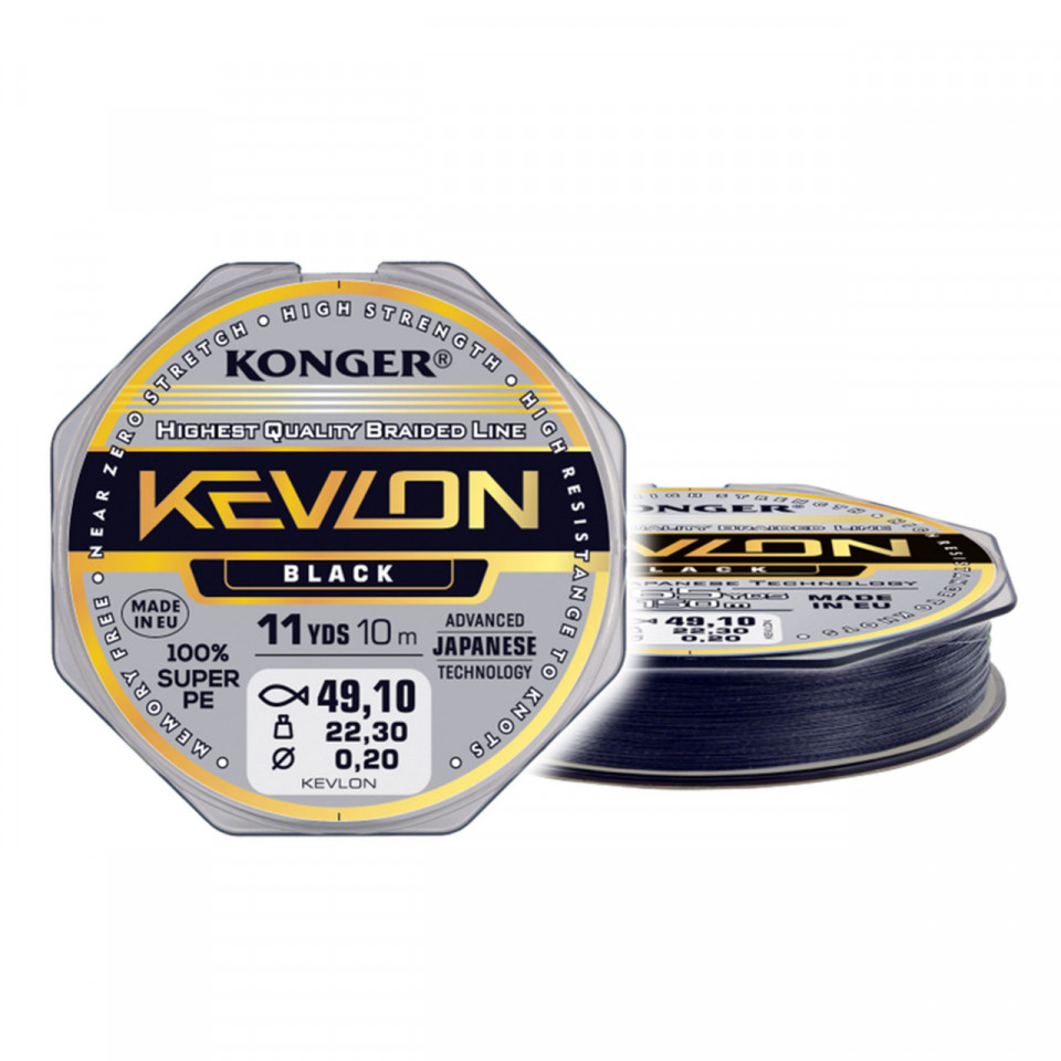 Fir Textil Konger Rigging Line Kevlon X4 0.06mm 4kg 10m Black