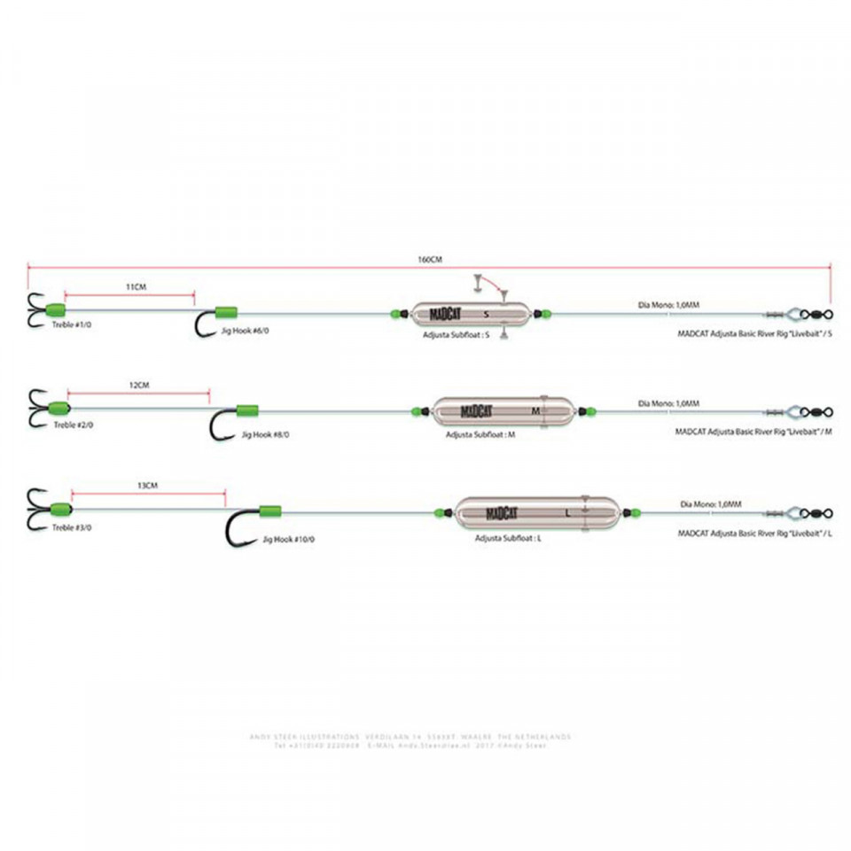 Rig Somn Madcat 8/0 Adjusta Basic River Rigs Live Bait M
