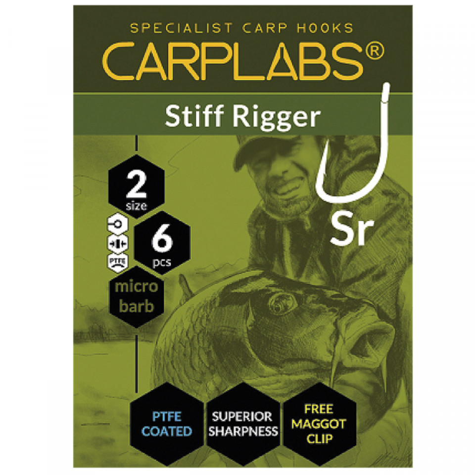 Carlig Konger Carplabs® Stiff Rigger No.2 Titanium Grey Ringed 6buc