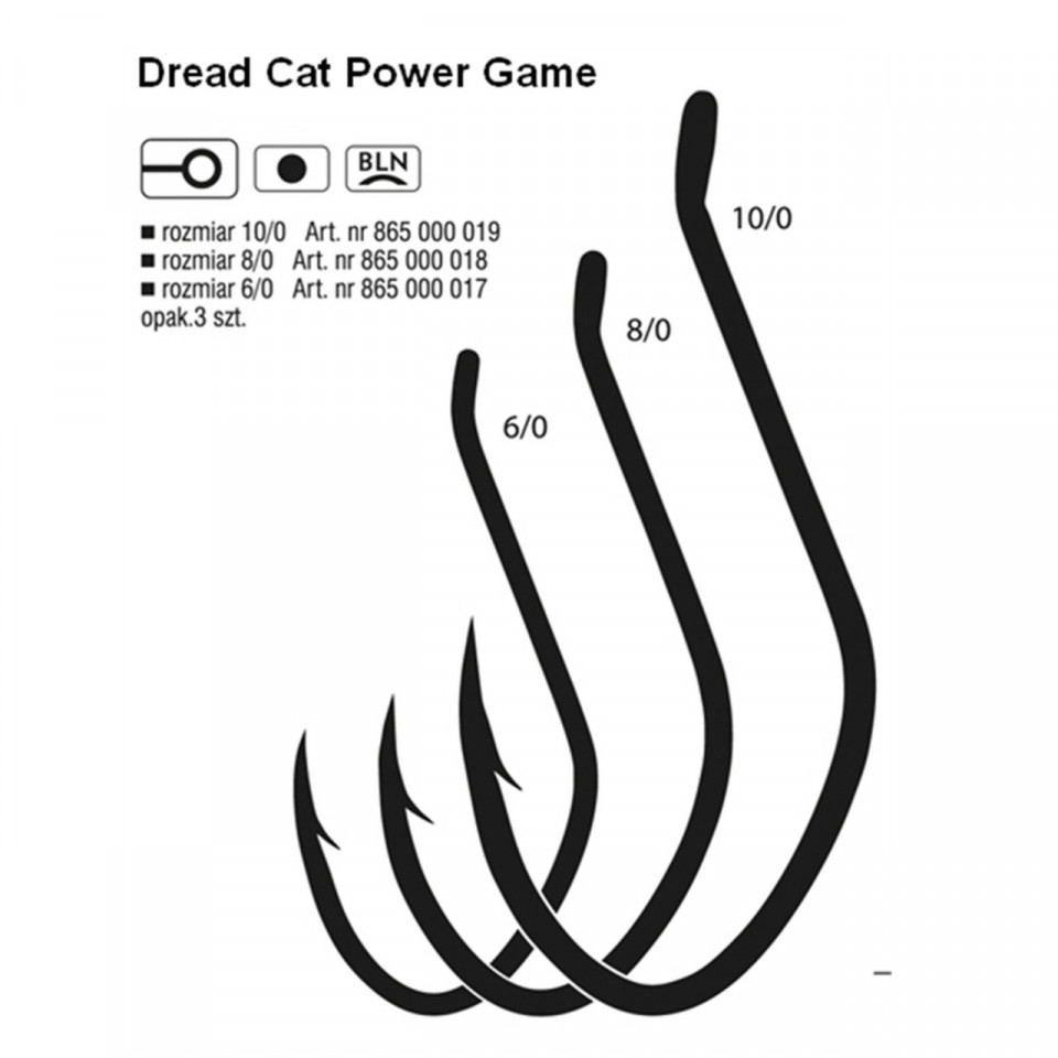 Carlig Konger Dread Cat® Power Game No.8/0 Black Nickel 3buc