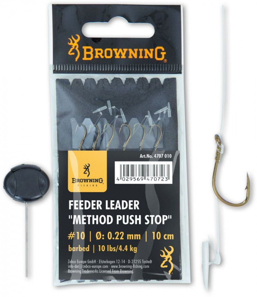 Carlige Legate Browning No.10 10cm 0.22mm Feeder Leader Method Push Stop