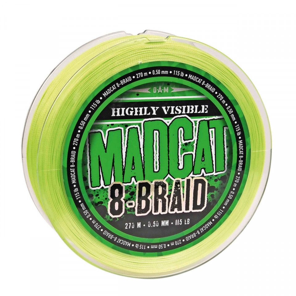 Fir Madcat 8 Braid G2 Main Line 0.60mm 61.20kg 270m Hy Vis Yellow