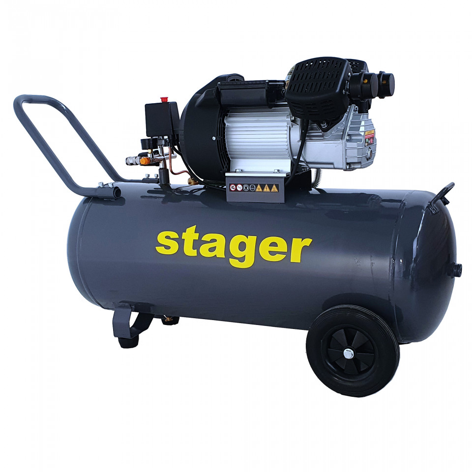 Stager HM3100V compresor aer, 100L, 8bar, 356L/min, monofazat, angrenare directa albertool imagine noua