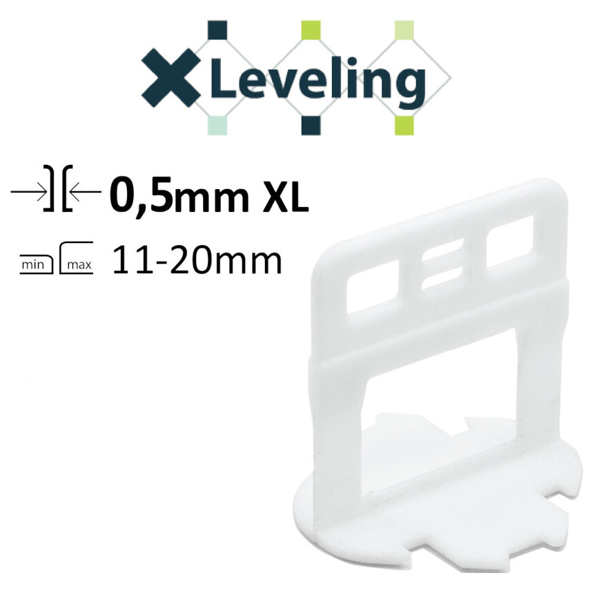 Distantiere XL autonivelare ( Clips XL ) pt. placi groase (11- 20 mm) – Rost de 0,5 mm – 100 buc – XLEV-PLC0.5XL100 albertool.com