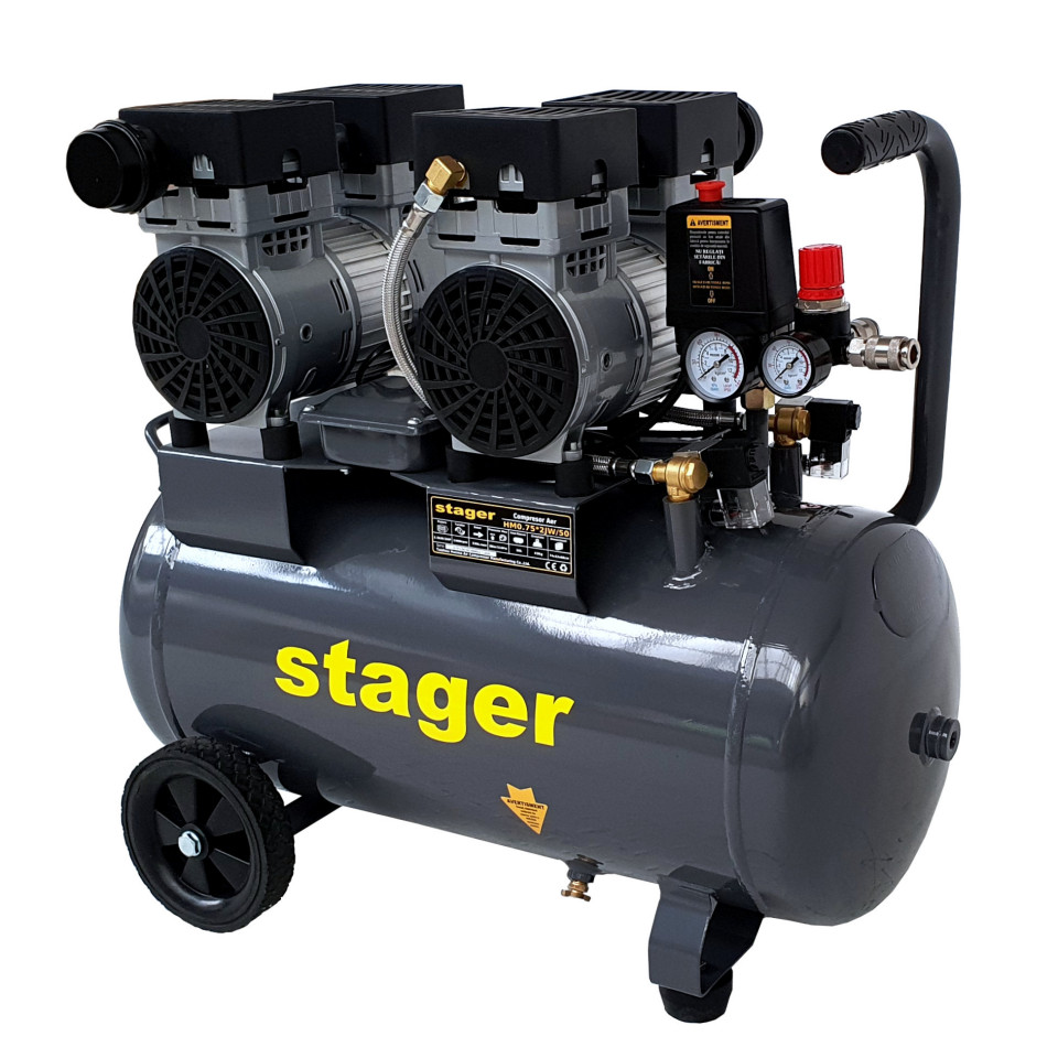 Stager HM0.75x2JW/50 compresor aer, 50L, 8bar, 270L/min, monofazat, angrenare directa, silentios 270L/min imagine 2022