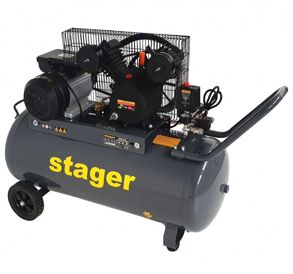 Stager HMV0.25/100 compresor aer, 100L, 8bar, 324L/min, monofazat, angrenare curea albertool imagine noua