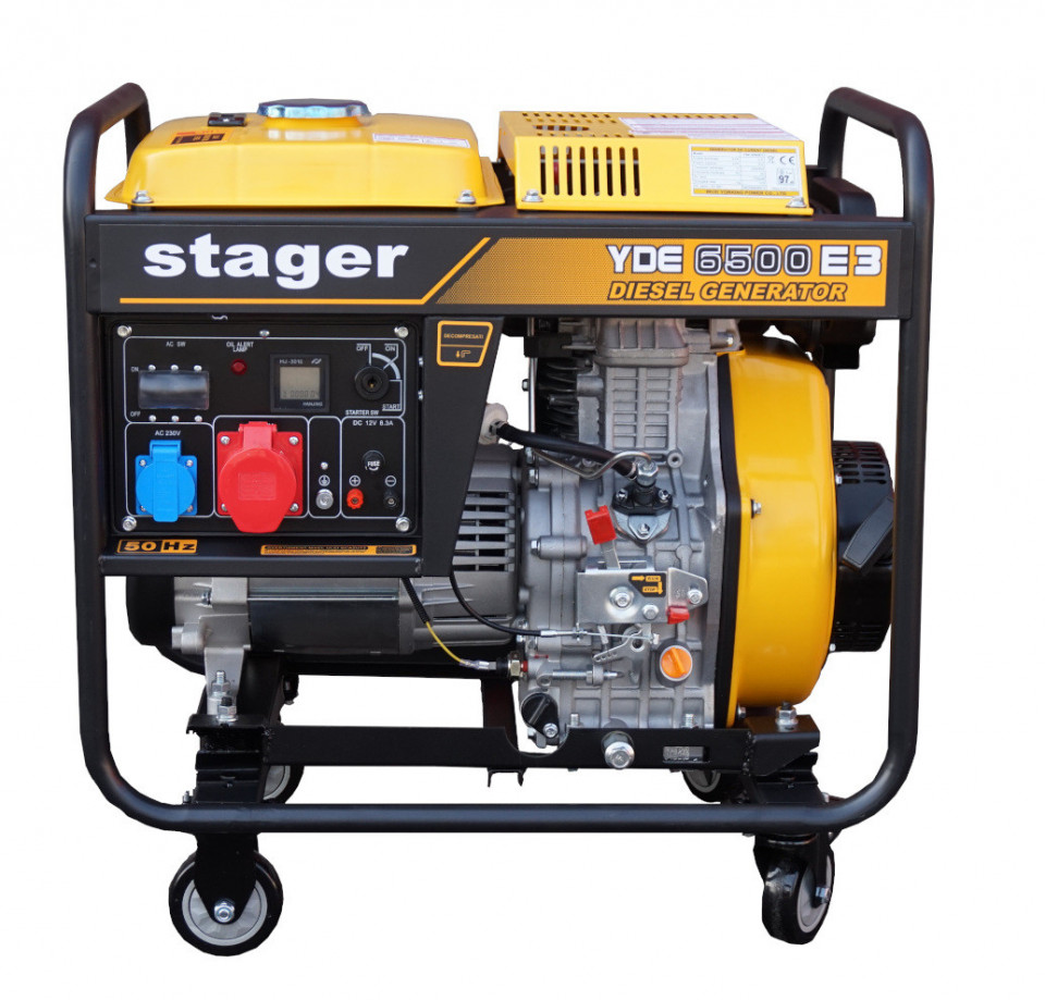 Stager YDE6500E3 Generator open frame 5.5kW, trifazat, diesel, pornire la cheie