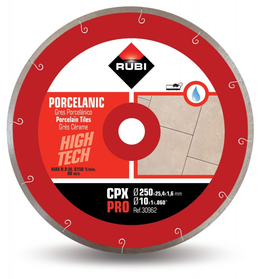 Disc diamantat pt. gresie portelanata 250mm, CPX 250 Pro – RUBI-30962 250