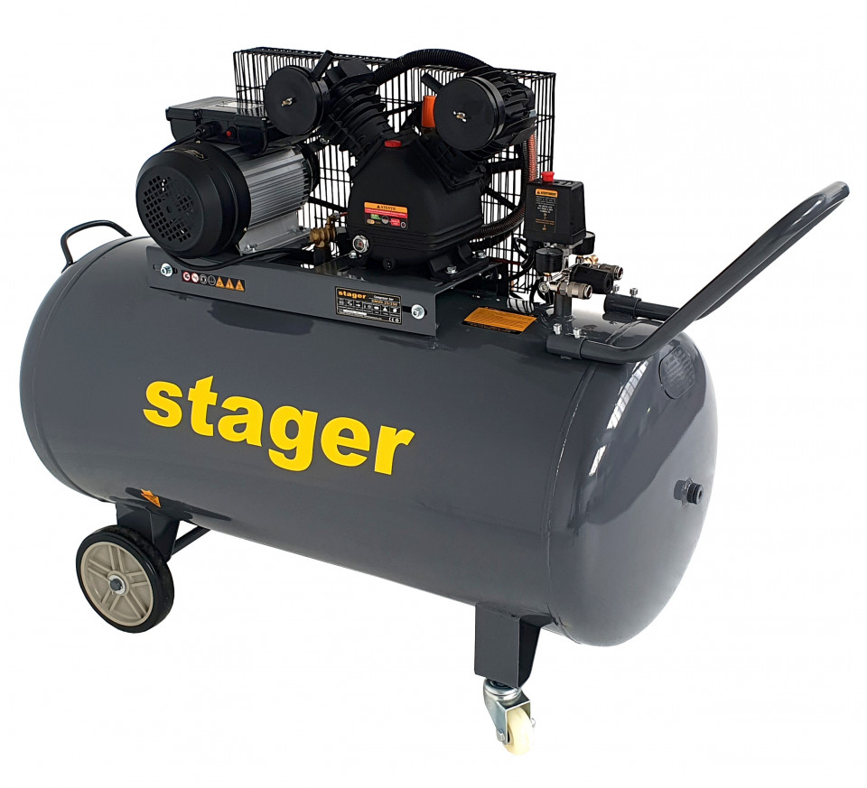 Stager HMV0.25/250 compresor aer, 250L, 8bar, 324L/min, monofazat, angrenare curea 250L