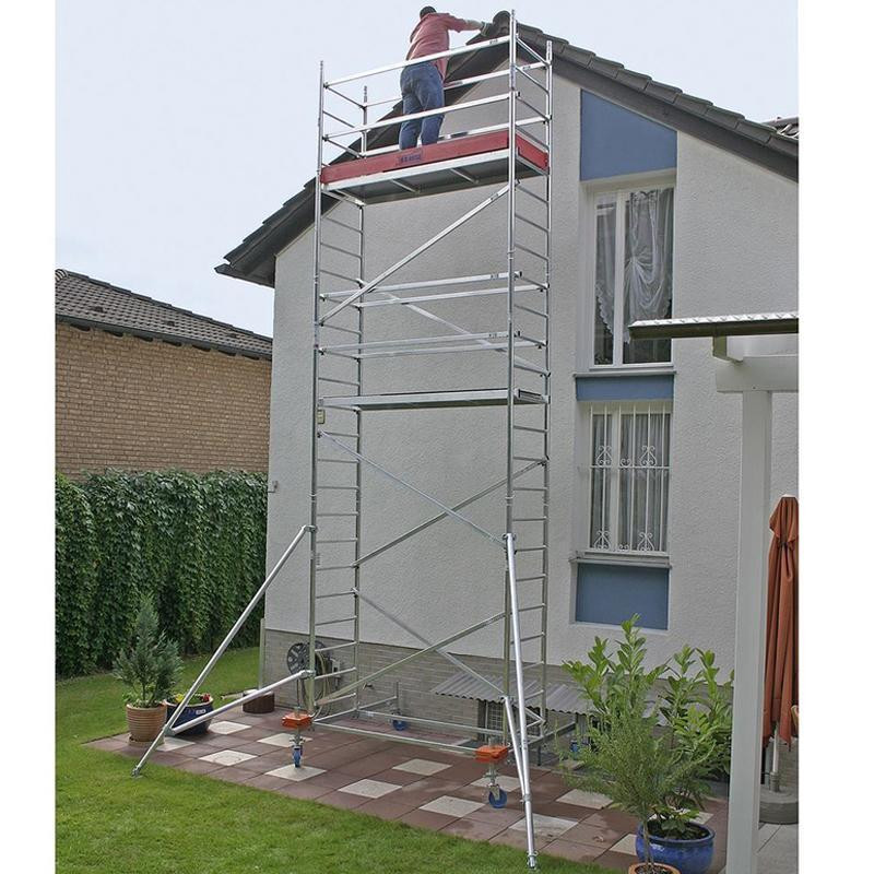 Schela Protec 0,6 x 2m, aluminiu, inaltime lucru 7.3m, inaltime schela 6.45m, inaltime platforma 5.3m (0+2+3+4+(2*Stabilizatoare))