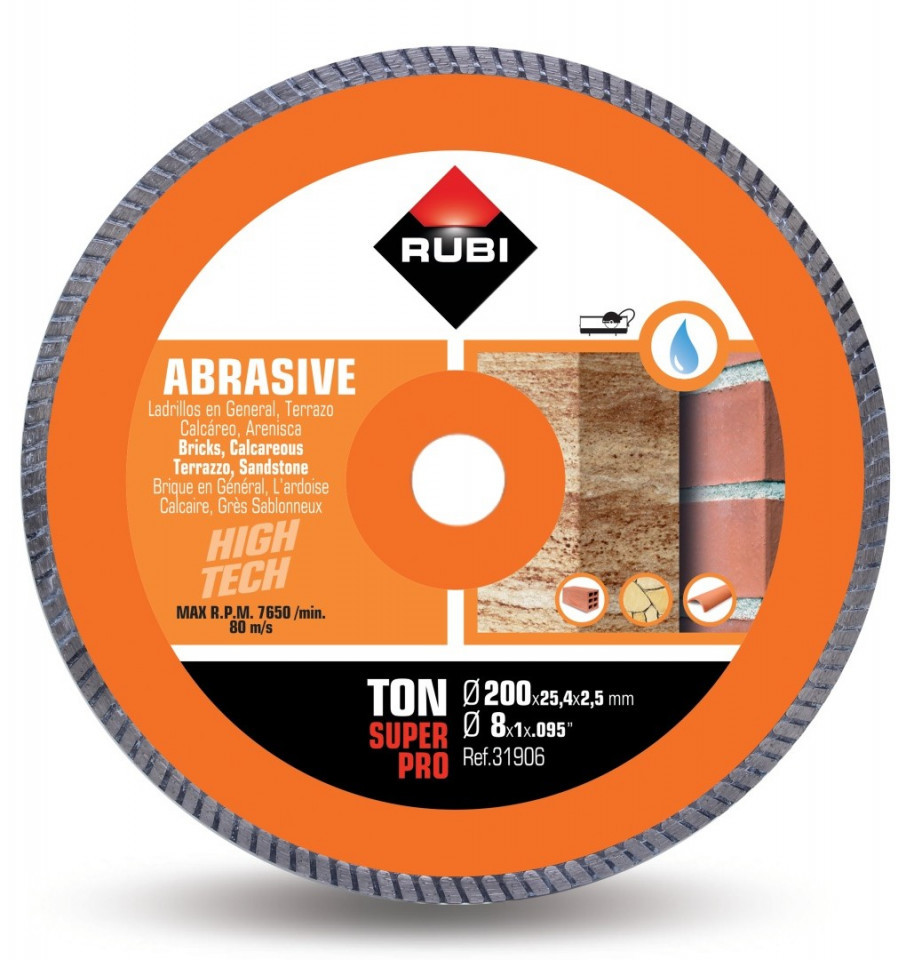 Disc diamantat pt. materiale abrazive 200mm, TON 200 SuperPro - RUBI-31906