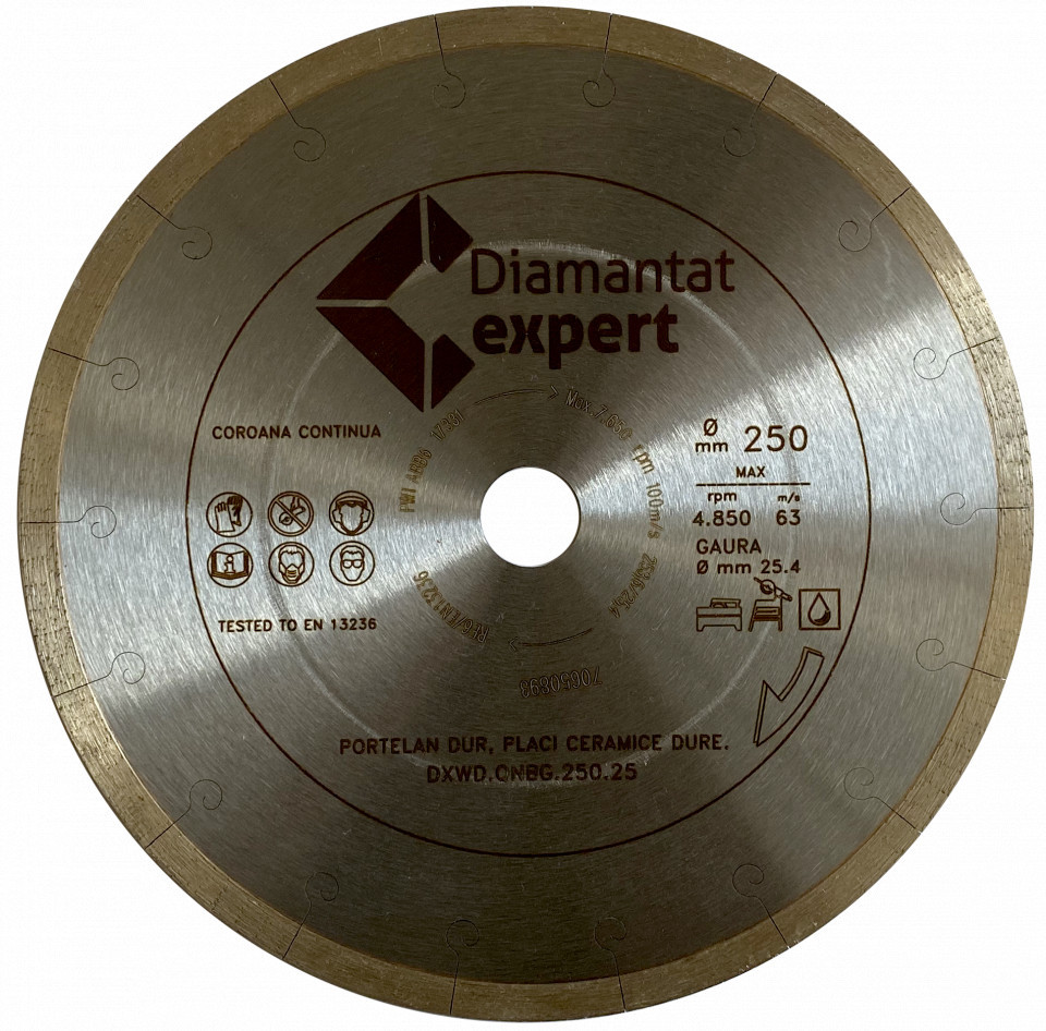 Disc DiamantatExpert pt. Portelan dur, ceramica dura – Ultra Long Life 250×25.4 (mm) Ultra Premium – DXWD.QNBG.250.25 albertool.com
