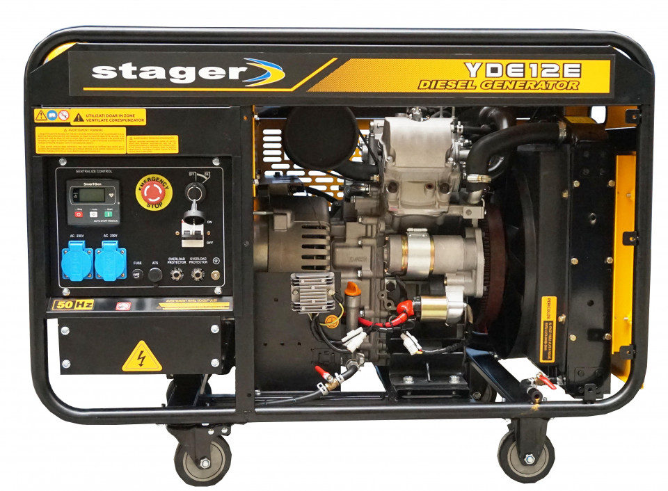 Stager YDE12E Generator open frame 10kW, monofazat, diesel, pornire la cheie 10kW
