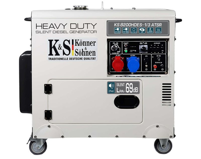Generator de curent 6.5 kW diesel – Heavy Duty – insonorizat – Konner & Sohnen – KS-8200DE-1/3-HD-ATSR 6.5