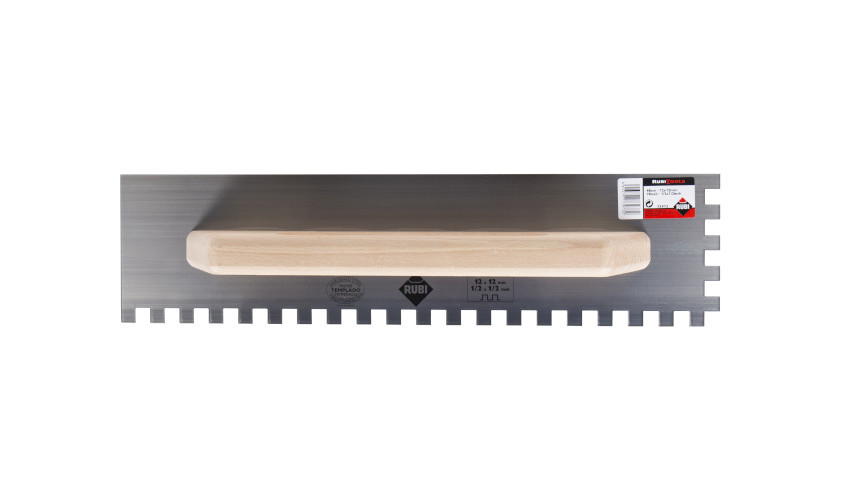 Gletiera dintata cu maner din lemn 48cm, 12x12mm - RUBI-73973