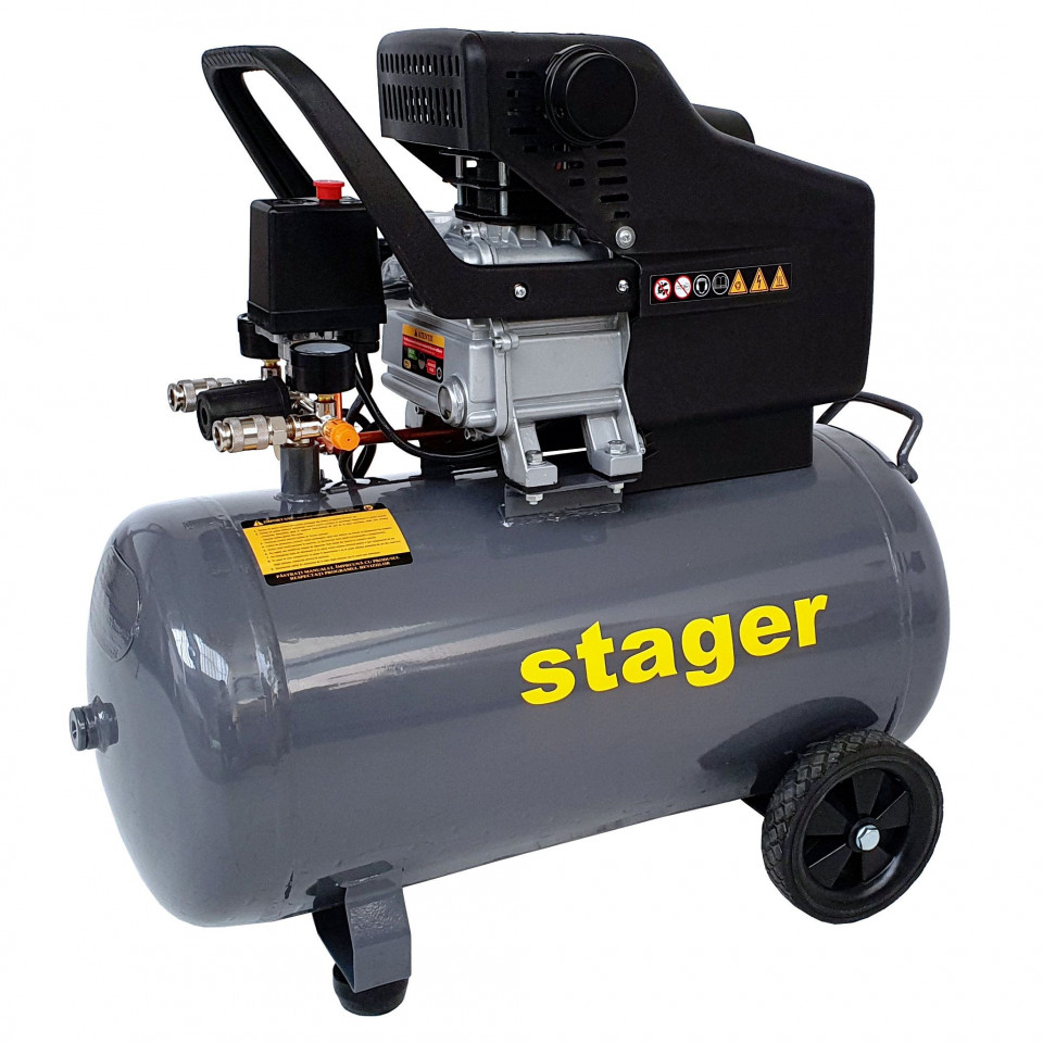 Stager HM2050B compresor aer, 50L, 8bar, 200L/min, monofazat, angrenare directa albertool imagine noua
