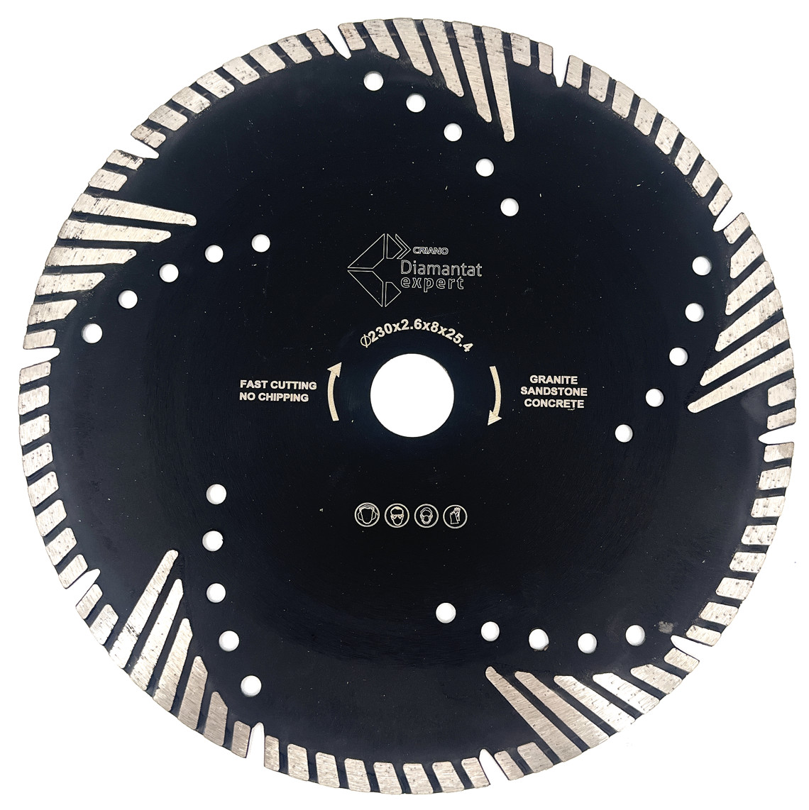 Disc diamantat turbo premium pentru granit, marmura, piatra 230x25,4 (mm) - triangle protect - dxdy.2287.230.25