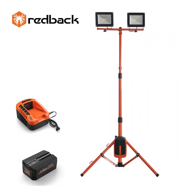 Redback Pachet ED40+EP60+EC50 Stand proiectoare LED, 2x20W, acumulator 40V/6Ah, incarcator 40V/5A 2x20W imagine 2022