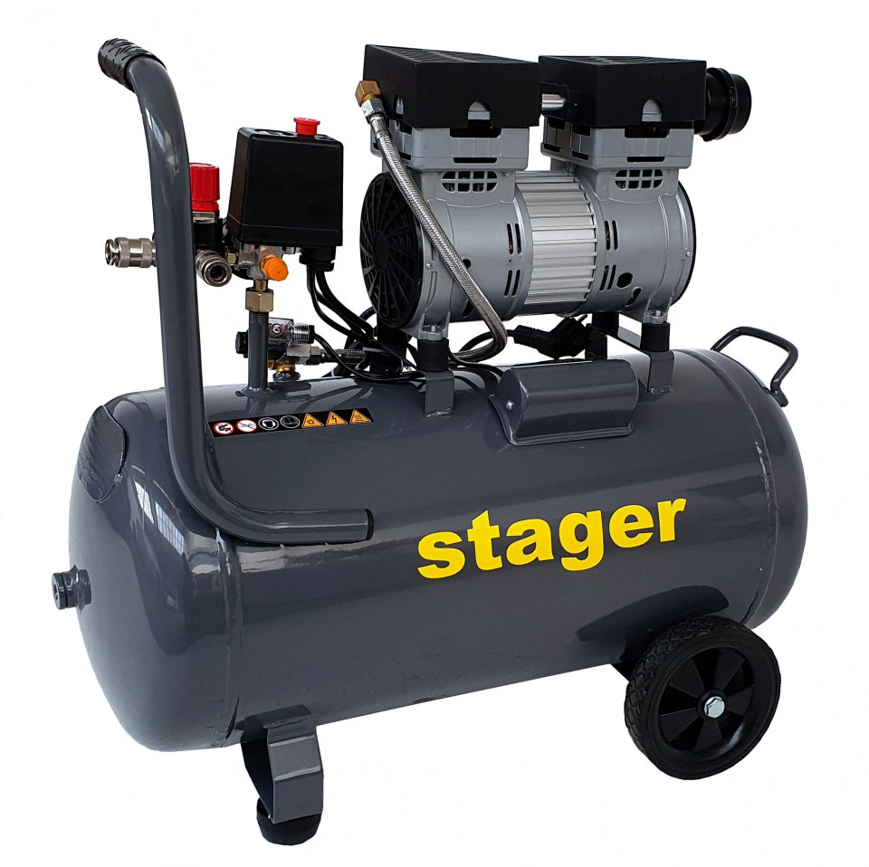 Stager HM0.75JW/50 compresor aer, 50L, 8bar, 135L/min, monofazat, angrenare directa, silentios albertool imagine noua