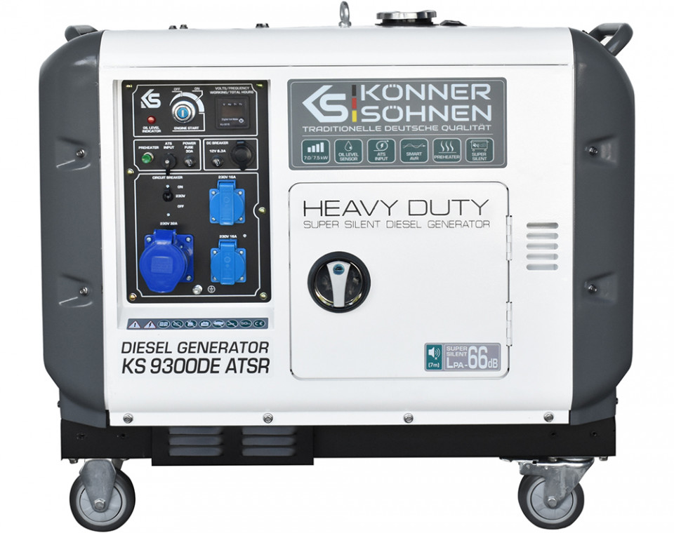 Generator de curent 7.0 kW diesel - Heavy Duty - insonorizat - Konner & Sohnen - KS-9300DE-ATSR-Super-Silent - 1 | YEO