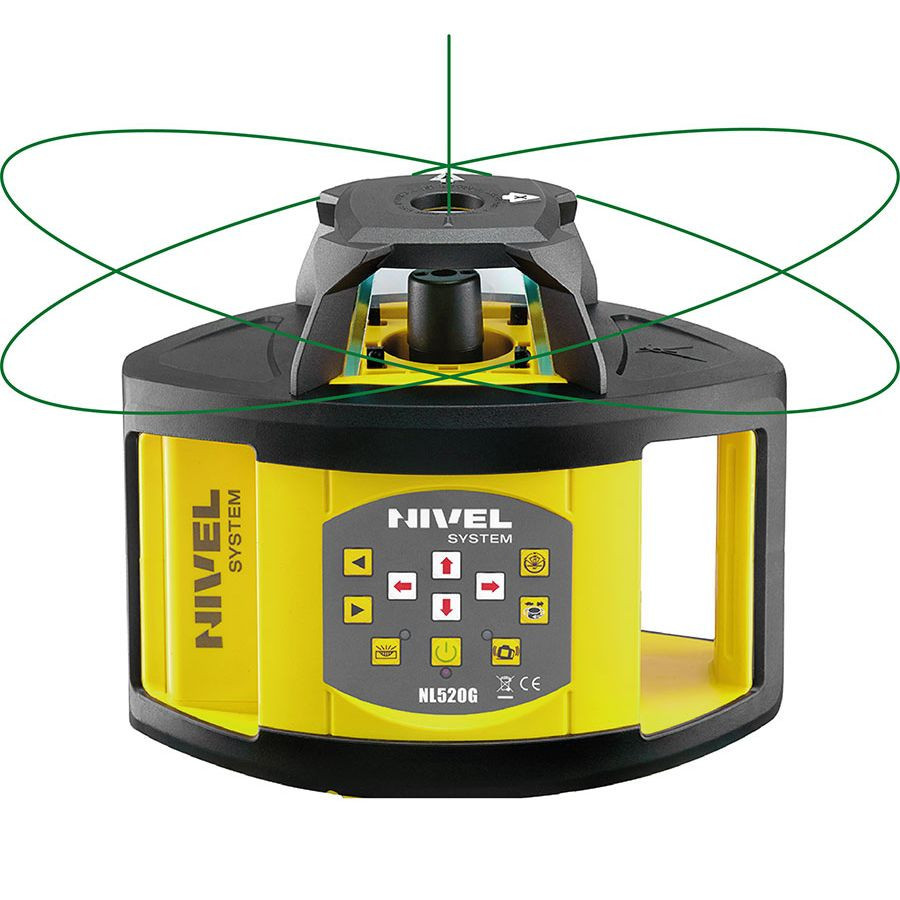Nivelă laser rotativă cu fascicul verde (2 planuri, panta manuala), NL520G – Nivel System albertool.com