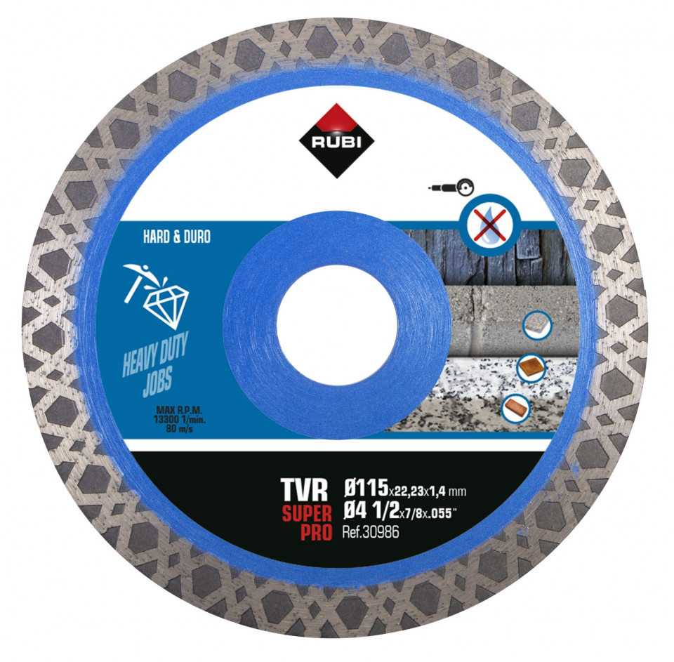 Disc diamantat pt. materiale foarte dure 115mm, TVR 115 SuperPro – RUBI-30986 albertool.com