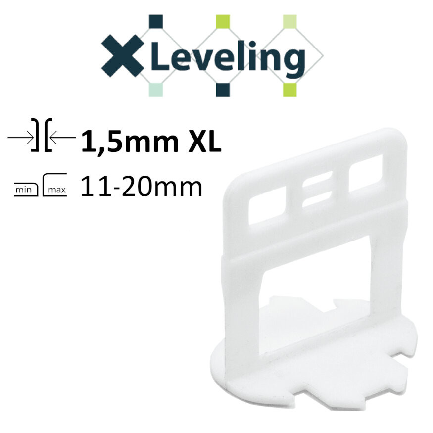 Distantiere XL autonivelare ( Clips XL ) pt. placi groase (11- 20 mm) – Rost de 1,5 mm – 100 buc – XLEV-PLC1.5XL100 albertool.com
