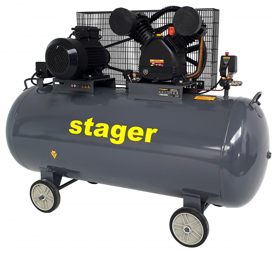 Stager HMV0.6/370 compresor aer, 370L, 8bar, 600L/min, trifazat, angrenare curea albertool imagine noua
