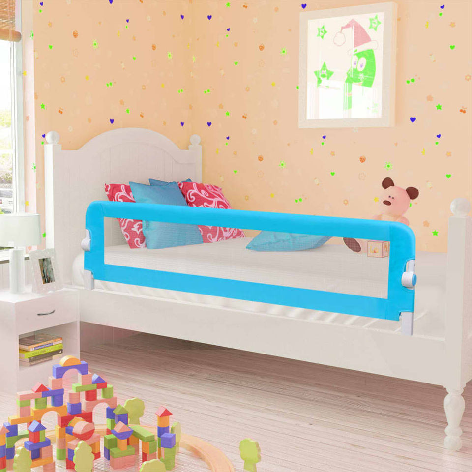 Balustradă de pat protecție copii, 2 buc, albastru, 150 x 42 cm 150