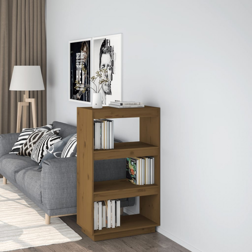 Bibliotecă/separator cameră maro miere 60x35x103cm lemn pin