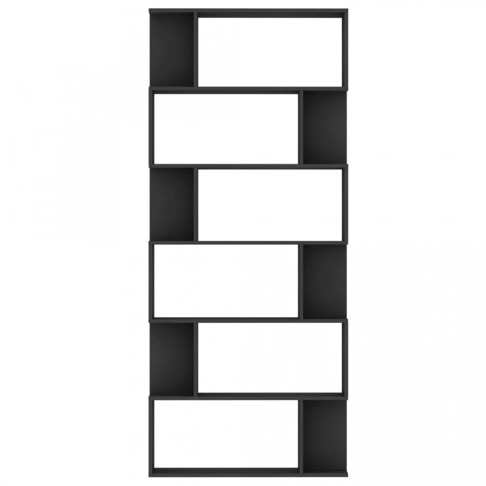Bibliotecă/Separator cameră, negru, 80 x 24 x 192 cm, PAL