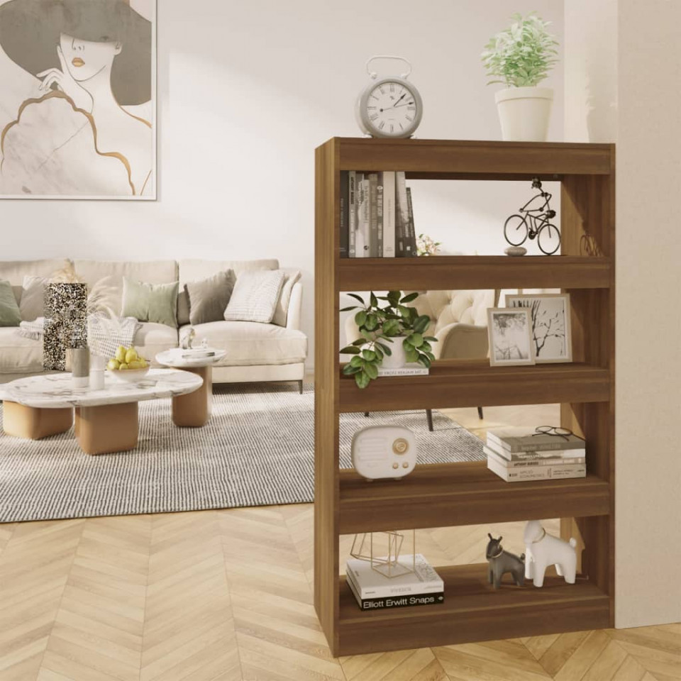 Bibliotecă/separator cameră, stejar maro, 80x30x135 cm, pal