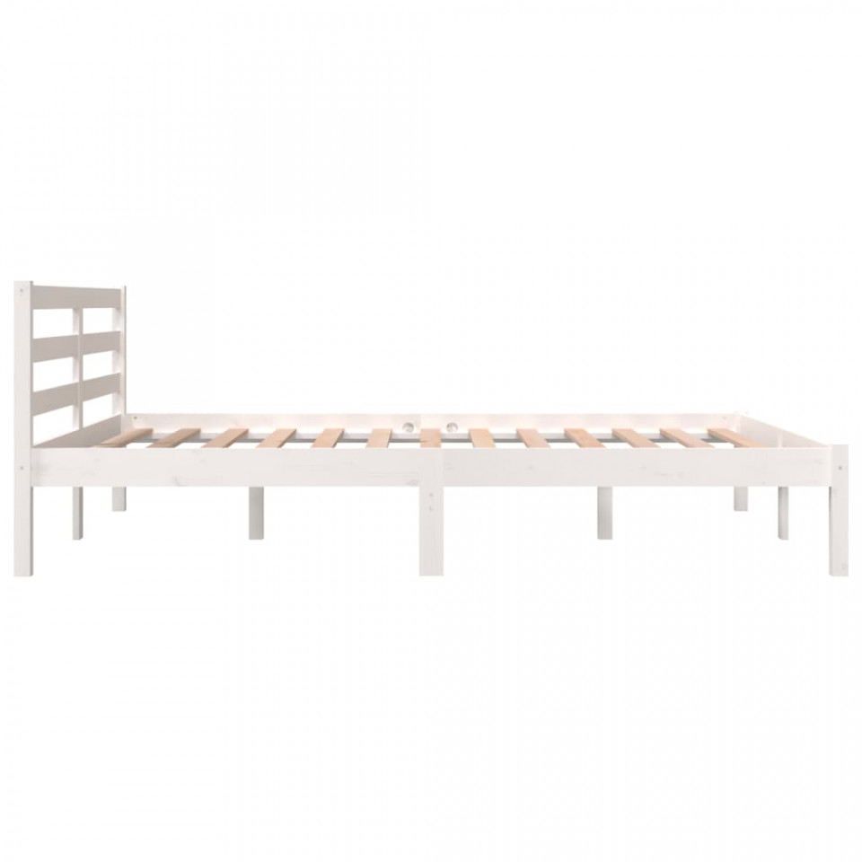 Cadru de pat mic dublu 4FT, alb, 120x190 cm, lemn masiv de pin