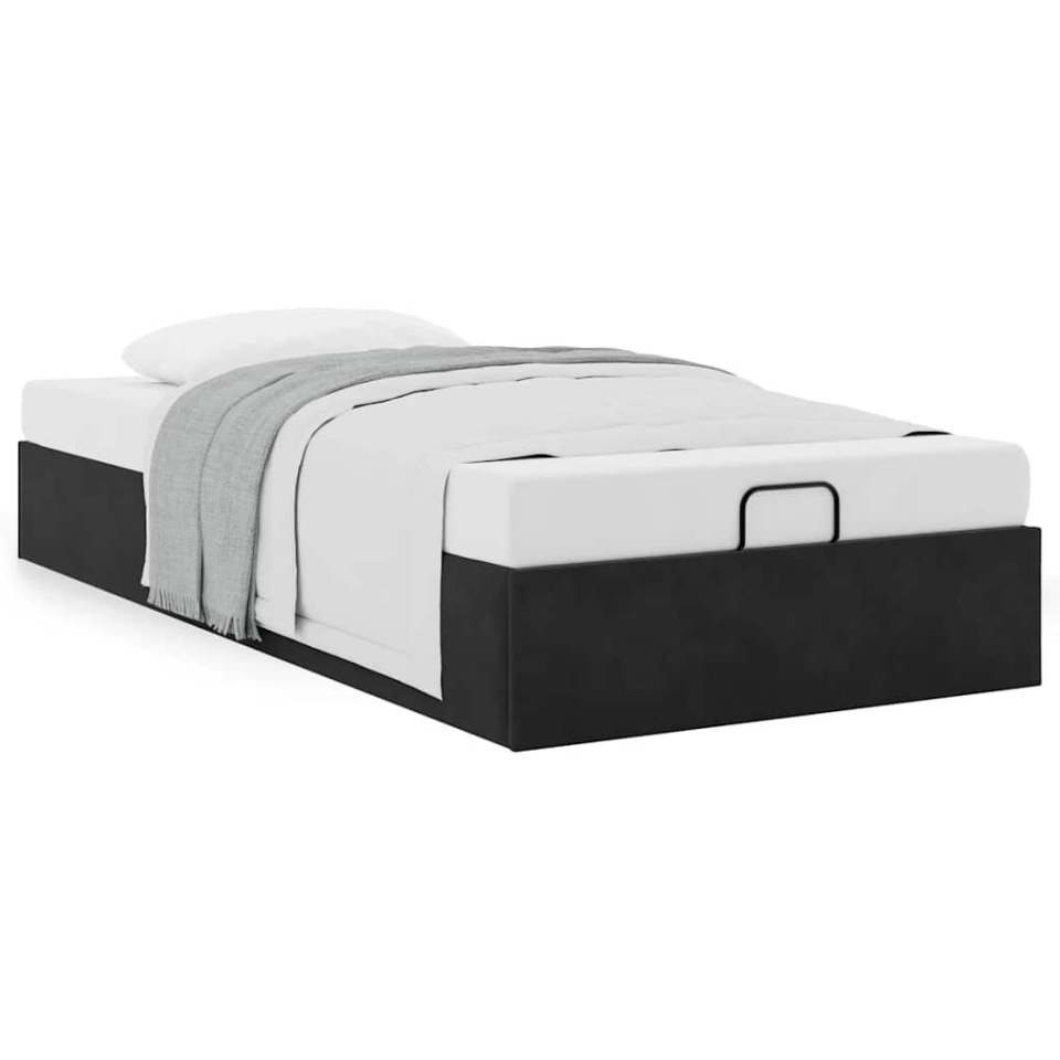 Cadru de pat otoman fără saltea Negru 100x200 cm catifea