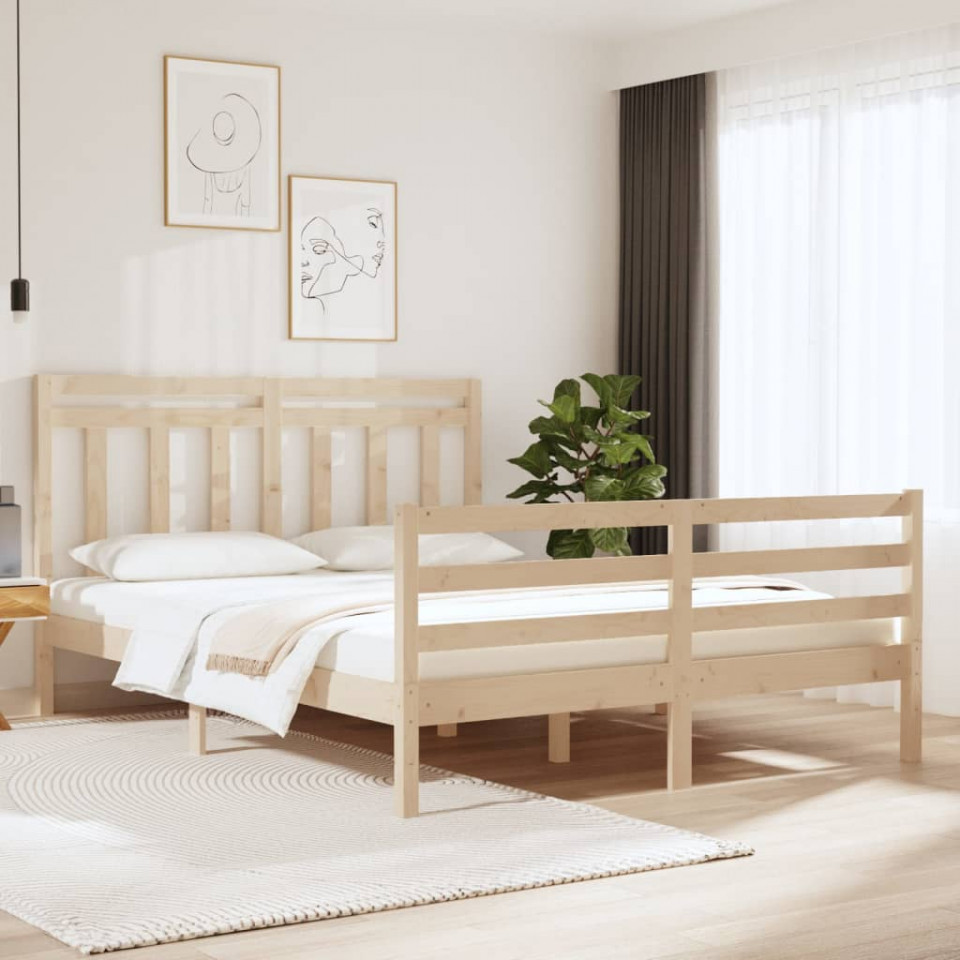 Cadru de pat Small Double 4FT, 120x190 cm, lemn masiv