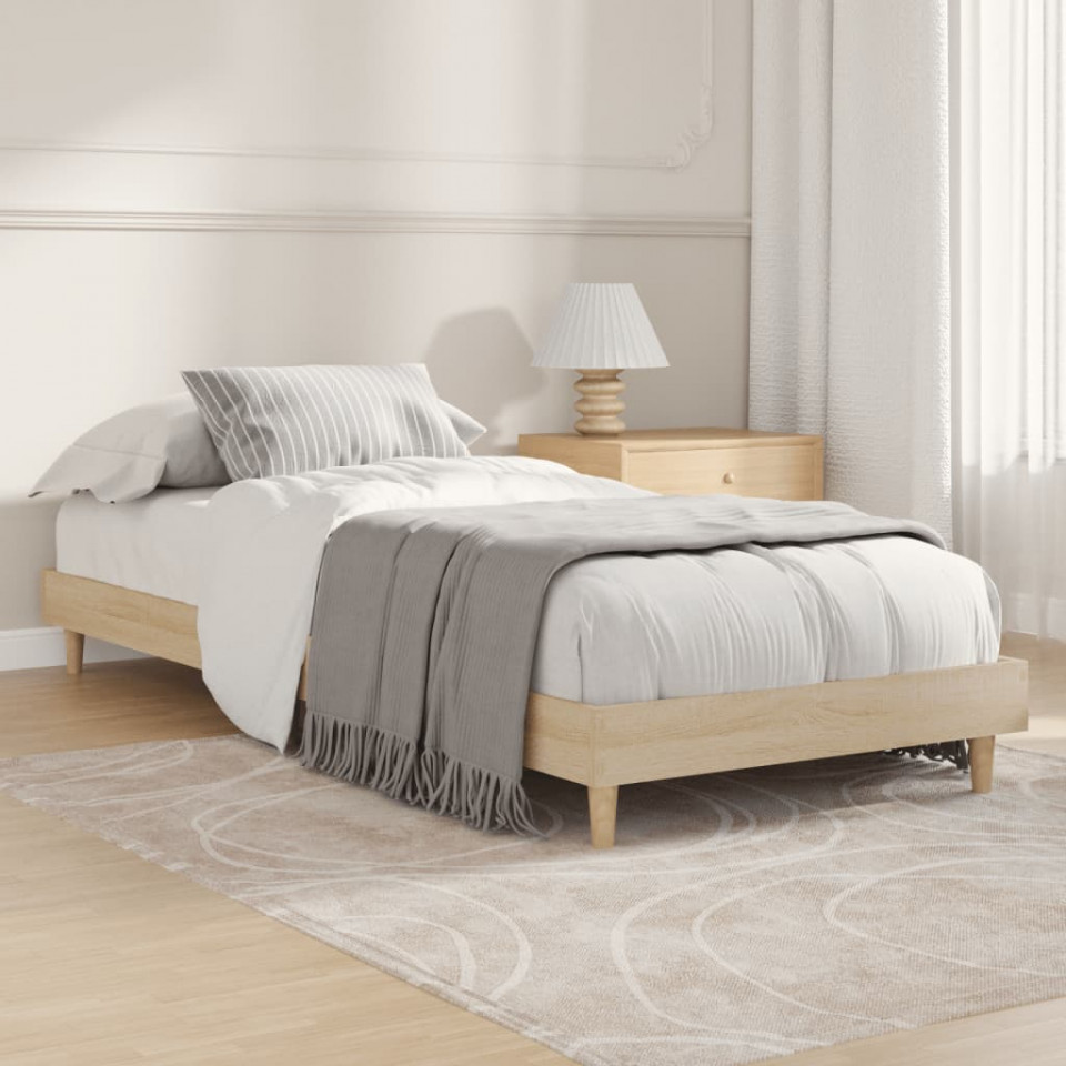 Cadru de pat, stejar sonoma, 75x190 cm, lemn prelucrat