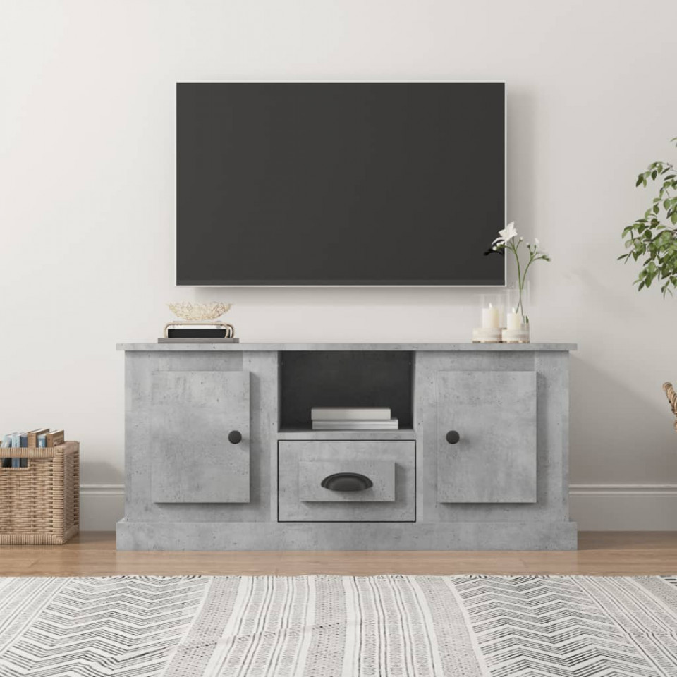 Poza Comoda TV, gri beton, 100x35,5x45 cm, lemn prelucrat